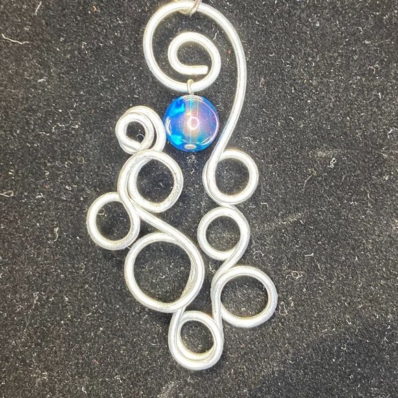 Stunning Hand Crafted Stainless Steel Pendant on Satin Cord or Blue Ribbon - Picture 2 of 9